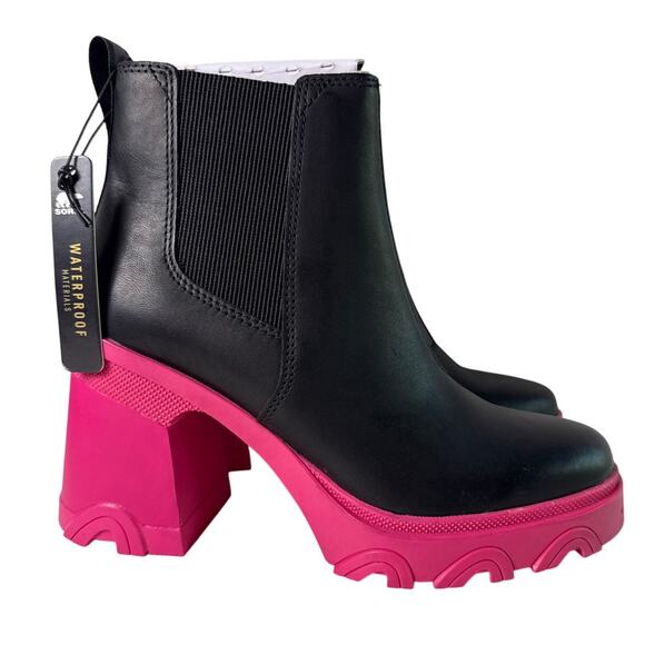 Sorel Shoes - Sorel Chelsea Boot Brex Heel Women's 8 Waterproof Leather Cactus Pink Black